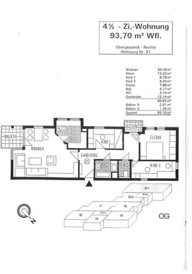 Grundriss mit Wohnflächenberechnung